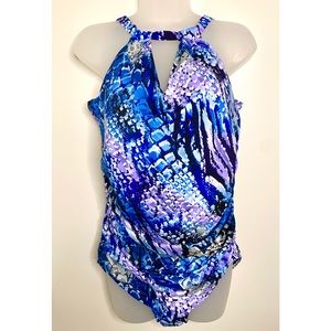 Trimshaper Ruched Womens One Piece Bathing Suit Size 16W